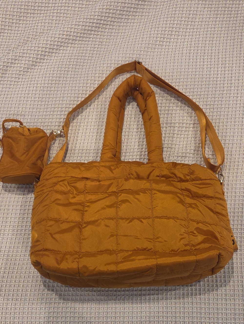 Isaac Mizrah Quilted Mustard Women’s Tote Bag with Shoulder Strap